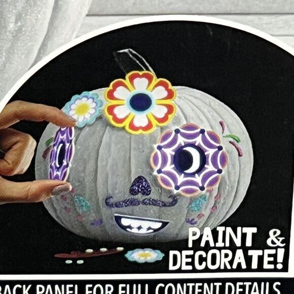 Spooky Nightz Sugar Skull Pumpkin Craft Kit 11pc Halloween Glow Glitter DIY Ages - Picture 8 of 11